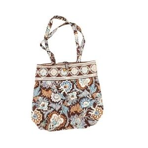 🎉SALE🎉‎ Vera Bradley Large Tote Bag Java Blue Floral Quilted Toggle Closure
